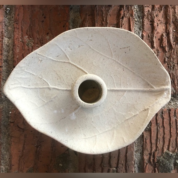 Set of 3 Vance Kitira Pottery Leaf Shaped Unglazed Candle Stick Holders - Picture 4 of 8